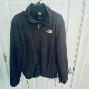 Vintage The North Face Jacket Womens XL Black Full Zip Fleece Fuzzy Coat